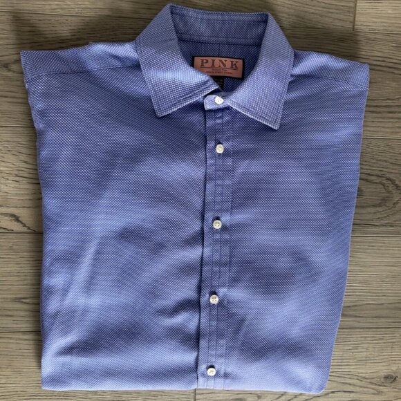 Thomas Pink Other - Thomas Pink Prestige Men’s Blue Micro-Pattern Dress Shirt Cotton 15.5 34